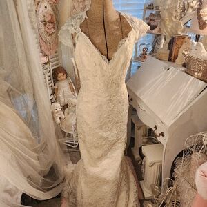 ♡ 100% silk lace formal wedding gown ♡